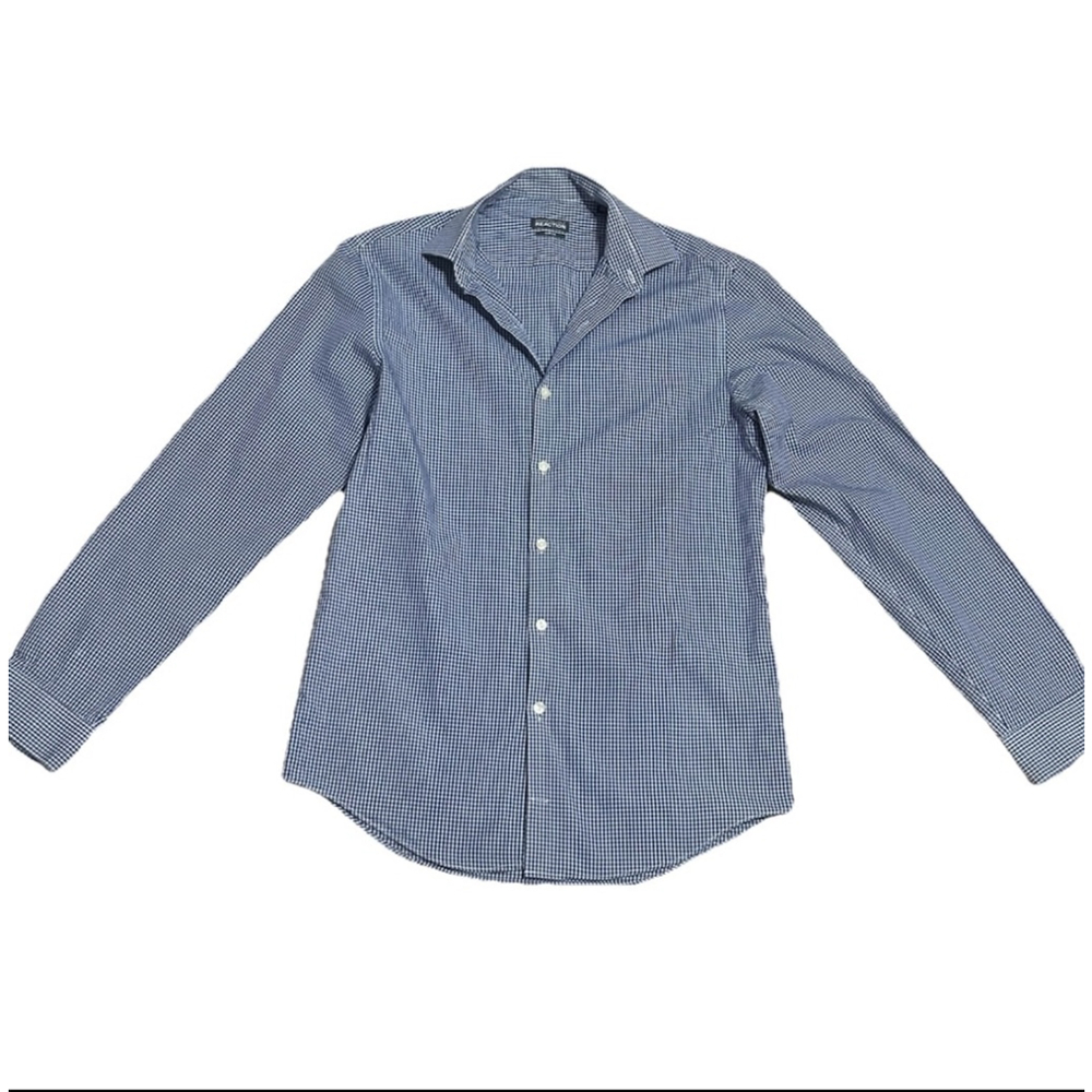 Men's Kenneth Cole Reaction Shirt Size 14.5 Blue Checkered